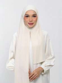 1pc Instant Jersey Hijab Made By Soft, Breathable, And Anti-Pilling Fabric. Tie-On Hijab. Suitable For Year-Round Use And Daily Wear By Muslims. - Apricot - View 2