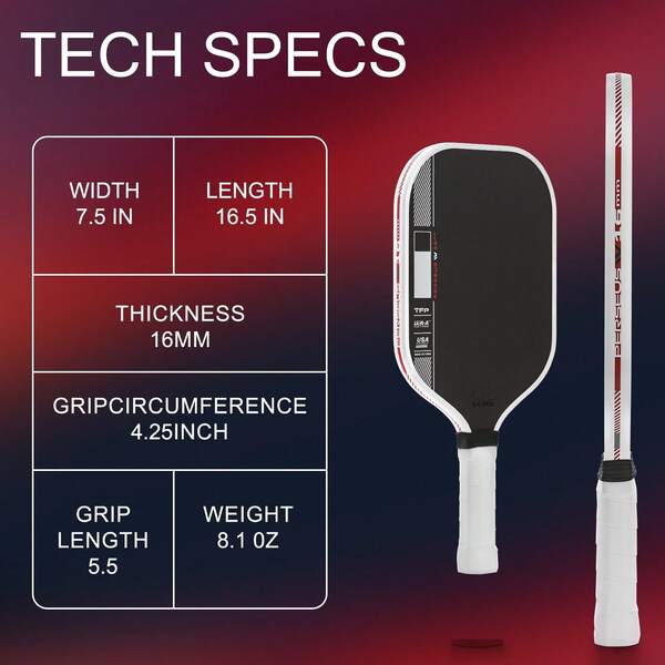 1 pièce Raquette de pickleball Pro IV Ben Johns GEN 4 TFP avec âme en mousse et fibre de carbone T700. Augmente le spin et la puissance tout en offrant un contrôle inégalé et un design de puissance supplémentaire