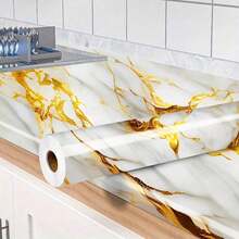 1 Roll Room Decor Luxury Marble Vinyl Self-Adhesive Contact Paper, Self Adhesive Wallpaper,Wallpaper Peel And Stick, Removable Wallpaper Roll For Kitchen Decor Bathroom Refrigerator Furniture Wall Stickers