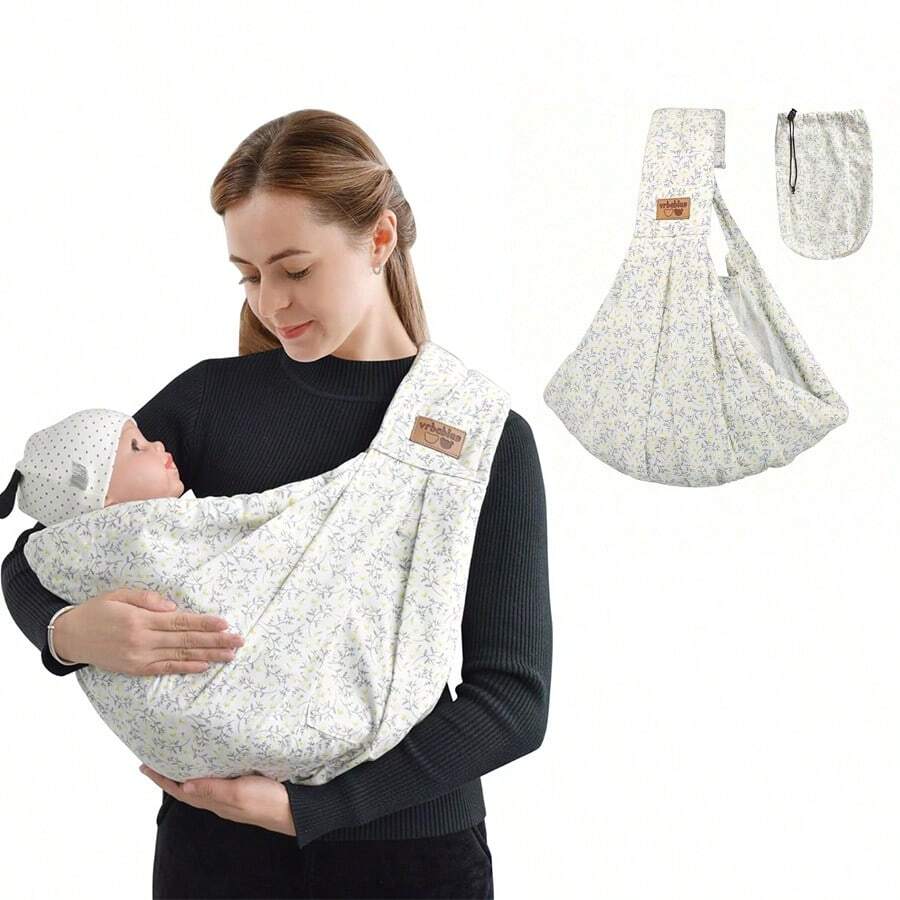 Vrbabies Easy To Wear Infant Carrier Slings, Lightweight Hands Free Baby Sling, Ideal Choice For Comfortable Parent-Child Relationships, Novice Parents Baby Carrier - 黃色小花 - 查看 1