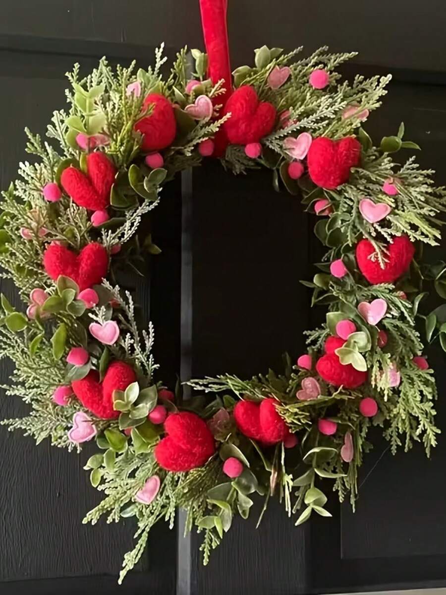 20pcs/5pcs Valentine's Day Red Felt Heart Decoration, Wedding, Valentine's Day, Anniversary, Holiday Party DIY Wreath Accessories, Vase Filler, Gift For Friends And Family, Heart-Filled Wreath Ornaments, Holiday Desktop Decorations. - Multicolor - View 1