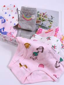12pcs Random Girls Panties Cotton Comfortable And Cute Triangle Underwear Suitable - 粉色 - 查看 3