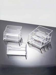 1/3个亚克力名片夹，高品质轻巧耐用简约设计，适合办公室和家庭使用，是送给专业人士和学生的完美礼物 - 加厚创意透明桌面收纳前台名片夹（颜色和款式随机）