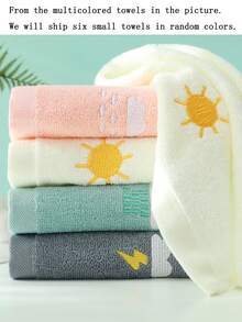 1/2/4/6件純棉可愛小長方形毛巾 9.84*17.71英吋，刺繡天氣圖案，中性款，適合四季使用，吸水性強、柔軟、快乾，適用於浴室、廚房、節日禮物、居家與學校使用 - 彩色 - 查看 9