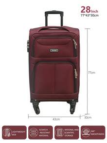 Vali vải Oxford, Vali kéo dung tích lớn, Bộ vali vải Oxford 4 món, 20/24/28/32 inch, Chống trầy xước và thanh lịch, Được trang bị bánh xe đa năng linh hoạt, Có thể sử dụng làm hành lý xách tay hoặc vali - Màu Đỏ Sâu - Xem 4