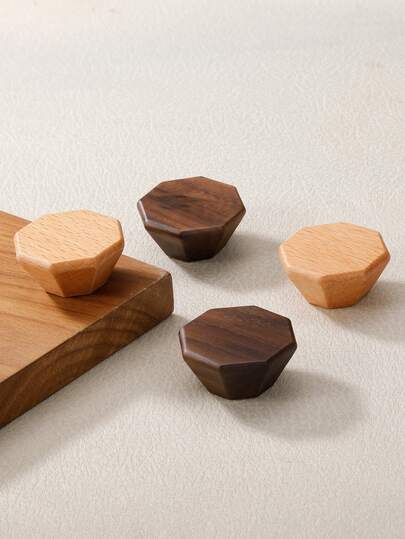 2 Adet Ahşap Tek Delikli Çekmece Kulpu, Sekizgen Tek Delikli Ahşap Dolap/Gardırop/Çocuk Odası Kapı Kolları