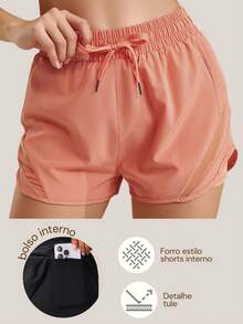 SET OF 2 WOMEN'S SHORTS – TULLE DETAIL + LINING WITH INNER POCKET - Đen/Khỏa thân - Xem 3