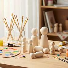 10/20pcs,Wooden Figurines, Natural Wood Color, Various Sizes For Doodling, 3.5cm-12cm, Made Of High-Quality Wood, Unfinished Models, Suitable For Artistic Creation, Teaching Aids, Miniature Scenes, Model Making, And Holiday Gifts.(Christmas Crafts) - Multicolor - View 2