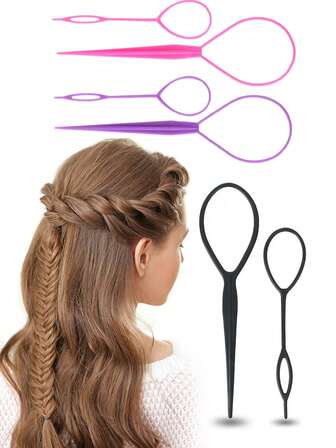 5件套花形挑发针，美发师必备，女孩发髻造型工具，美发造型工具，挑发器和编发工具