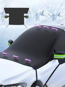 1 Stück magnetische Auto Windschutzscheiben Schneeabdeckung, Frostschutz für Scheibe mit Seitenspiegel Schutz, Ganzjahres-/Vereisungsschutz, passend für die meisten Limousinen, dreifach-Schicht Schnee- und Frostschutz für Front- und Heckscheiben, starke Magnete für einfache Montage, geeignet für Lastwagen und SUVs - integrierter Eiskratzer und Fahrzeugschutz, Vollabdeckungs-Design mit Sicherheitsflügeln, Universalgröße, Wintersonnenblende und Vereisungsschutz - Verschiedenfarbig - Übersicht 3