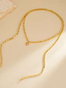 1pc Design Sense Crushed Stone Shimmering Collarbone Chain, Niche Heart-Shaped Pendant, Long Beaded Necklace Accessory - Necklace - View 7