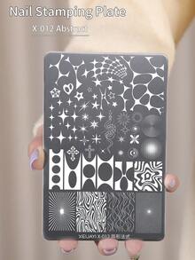 XEIJAYI 1pc Premium Steel Nail Stamping Templates - Delicate Lines & Reusable Design For Nail Art Lovers