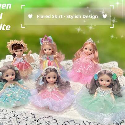 6 Adet "Çiçek Harikalar Diyarı" Mini Prenses Bebek - Lüks Tül Elbise + Rüya Gibi Aksesuarlar, Koleksiyonluk Kawaii Bebekler, Peri Masalı Hediyeleri ve Masaüstü Figürleri