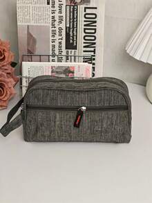 Minimalistische einfarbige Textur Aufbewahrungstasche, große Kapazität lässige modische Organizer Tasche, multifunktionale Kulturbeutel für Reisen, ideales tägliches Accessoire, geeignet für Outdoor-Reisen - Verschiedenfarbig - Übersicht 11