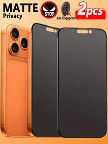 2片/套 磨砂防窥全覆盖防盗膜，适用于，防指纹、防摔、防刮花，触感细腻，不留指纹，兼容保护膜，兼容保护膜，兼容手机壳，兼容 17 Pro Max、17 Air、17、16 Pro Max、16 Pro、16 Plus、16、16 E、15 Pro Max、14 Pro Max、13 Mini、12、11、XS Max、XR、X、8、8 Plus、7、7 Plus所有系列 - 黑色 - 查看 14