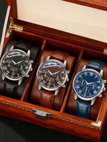 Conjunto de 3 piezas con cinturón de hombre, reloj de cuarzo con esfera cuadrada y sencilla, adecuado para festivales, fiestas, viajes y uso diario, el mejor regalo para hombres