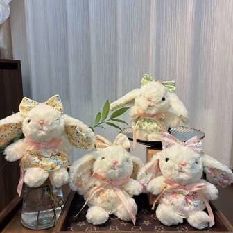 Nuevo 2025 - Regalo de cumpleaños - Regalo de coleccionista - Muñeca de peluche grande de conejo - Muñeca de conejo con vestido de flores de tulipán - Regalo de cumpleaños, muñeca decorativa para ventana, decoración del hogar linda