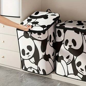 Panda Pattern Foldable Storage Bag, Home Organizer For Clothes, Bedding, Sweaters, Pillows, Closet Storage, Christmas Decor, Inexpensive Christmas Gift