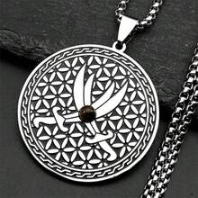 Flower Of Life Imam Ali Sword Stainless Steel Necklace For Women Men Silver Color Tiger Eye Stone Sacred Geometry Chain Jewelry - Necklace - View 2