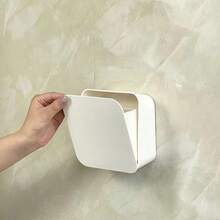 1 pièce Boîte de rangement murale inclinée, fabriquée en matériau ABS imperméable, anti-poussière et résistant aux taches pour la salle de bain, le rangement des tampons de maquillage et hygiéniques, le distributeur de papier-mouchoir, sans perçage requis pour le collecteur de déchets d'angle ou latéral - Multicolore - Voir 14