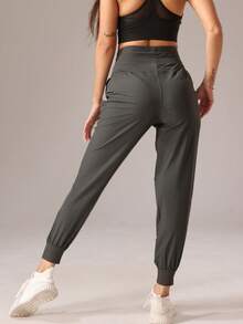 Women Light Soft Sports Long Pants For Running Fitness Casual Hiking Outdoors - 軍綠色 - 查看 4