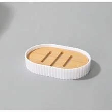 Juego de baño de lujo de estilo europeo de 4 piezas Tapa de bambú y ecológica con dispensador de jabón de plástico - blanco - Ver 4