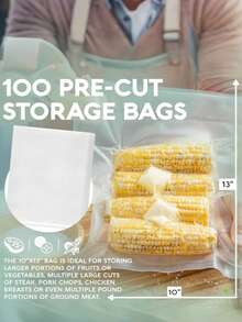 100pcs Textured Vacuum Sealer Bags, Reusable, Mesh Fresh Bag, Food Protection Sealed Bag, Household Vacuum Bag, For Fruits And Vegetables And Kitchen Storage, Home Kitchen Supplies - White - View 8