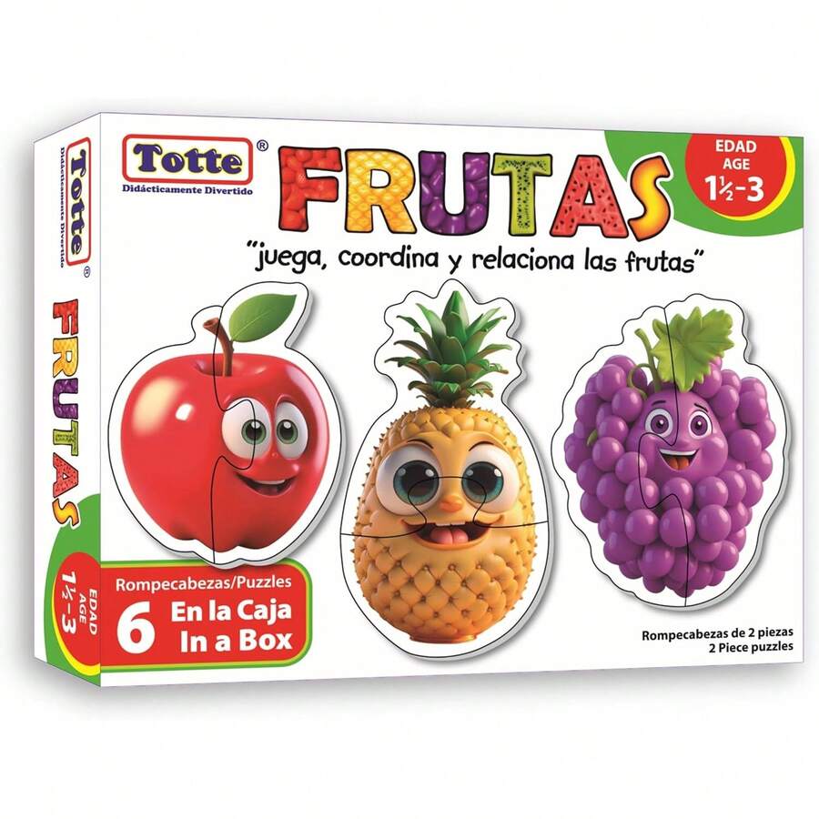 Totte 6 Rompecabezas en 1| Edad 1½ a 3 Años| Piezas Grandes, Gruesas y Durables| Diseñado para Uso Infantil| Piezas XXL (Frutas) - 1 - Ver 1