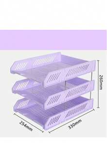 1pc 3-Tier File Tray Desk Organizer Rack, Document Storage Holder, Office Supplies Basket, Student Stationery