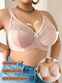 Áo ngực không dây gợi cảm phối ren cỡ lớn dành cho nữ, áo ngực thể thao thoải mái, thiết kế lưng chữ Y - Màu be - Xem 5