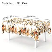 Western Cowboy Party Tablecloths With Patterns, Cowboy Horse Tablecloths, Birthday Parties, Bachelor Parties, Cowboy Showers, Rodeo Events, Disposable Plastic Table Decoration Items - Multicolor - View 10