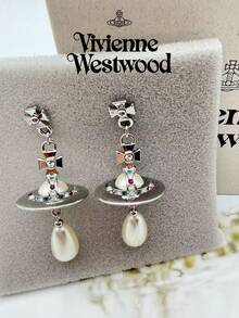 Vivienne Westwood Pearl Drop Earrings - Silver - View 6