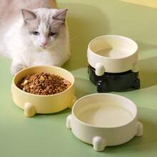 大直径陶瓷宠物碗，防倾倒宠物托盘，猫粮碗，零食碗，小型犬粮碗，颈部保护垫，猫狗通用碗，宠物罐头食品碗，饮水碗，卫生易清洗 - 彩色 - 查看 3