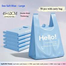 50pcs Garbage Bags, Printed Vest Plastic Bags, Thick & Tear-Resistant, Large Apron Style Plastic Bags, Multi-Purpose For Kitchen And Home - Multicolor - View 9