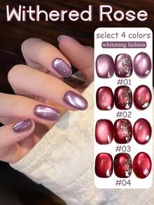 MISS SHAKA 10毫升秋冬美甲氛围玫瑰粉红紫玻璃珠猫眼凝胶指甲油美甲沙龙流行美白美甲用品圣诞美甲 - 彩色 - 查看 4