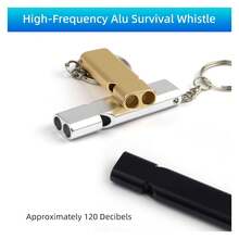 Còi sinh tồn khẩn cấp, còi hai ống siêu lớn bằng nhôm kèm dây đeo móc khóa dùng cho cắm trại, leo núi, chèo thuyền ngoài trời. - Nhiều màu - Xem 5