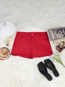 Rave High Waist Stretchy Slant Pocket PU Leather Skinny Club Mini Shorts Music Festival - Red - View 6