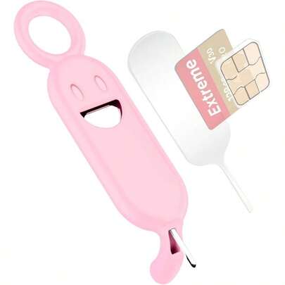 SIM Card Holder Contains Eject Pins Needle Opener Ejector, Universal SIM Card Removal Smartphone Smile Pink