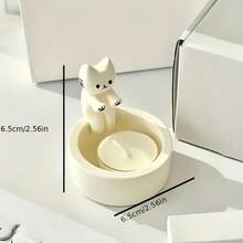 Portavelas con Forma de Gato Encantador - Perfecto para Decoración del Hogar y Cafetería, Adecuado para Baño, Mesa y Comedor. Soporte de Cera Ideal para Aromaterapia, Portavelas Cerámico en Forma de Gato, Adorno de Mesa Encantador, Accesorio Aromatico para el Hogar o Baño – Mejora la Ambiente, Regalo Excelente para el Día del Padre o Cumpleaños - Blanco - Ver 8