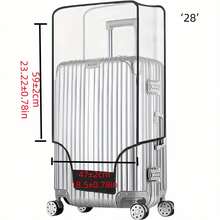 1件装重型高品质PVC行李箱套，透明设计，带伸缩拉杆套 - 防刮行李保护套，适用于大多数尺寸，防尘防撞，可承受暴力运输，防水防污，大面积魔术贴更牢固。