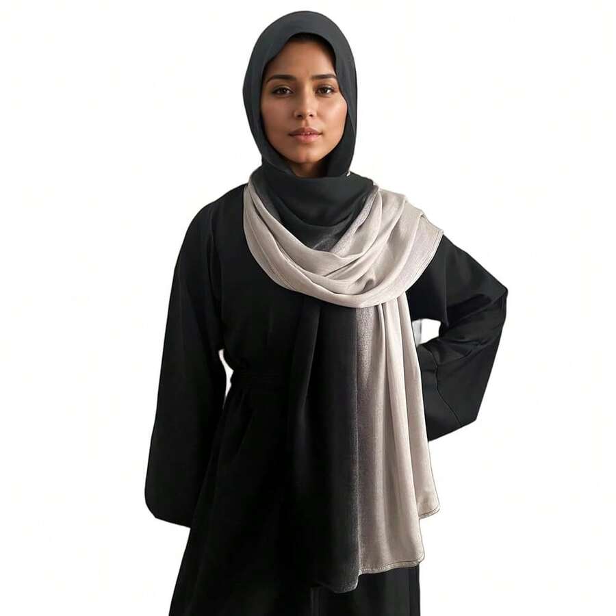 Gradient Dual Color Scarf,Elegant Ombre Headwraps Hijab, Modal Cotton Feel Lightweight Sunscreen Shawls For Women,5#Blackgrey - 5#blackgrey - View 1