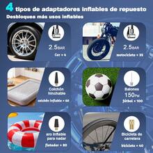 Compresor de aire portátil inteligente para inflado de llantas, compatible con autos, motocicletas, bicicletas y pelotas, con batería recargable integrada de 2000mAh - Negro - Ver 7