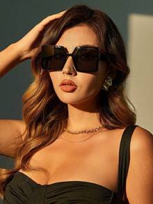 1 Stück Damen Quadratische Oversized Design Modebrillen für Augenschutz, Musikfestivals, Outdoor, Reisen und den Alltag - Verschiedenfarbig - Übersicht 6