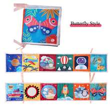 婴儿黑白布书，圣诞风格布书，蝴蝶布书，婴儿床挂书，可提升宝宝认知能力，婴儿益智布书 - 彩色 - 查看 12