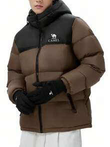 CAMEL CROWN Outdoor Down Jacket, Unisex Autumn/Winter Outdoor Down Jacket, Wind-Resistant, Water-Repellent, Waterproof Down Jacket, Thickened Padded Coat - Phantom Black/Thorn Brown - View 1