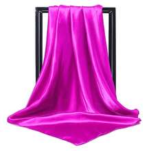 Lastclream Chiffon Square Neck Scarves For Women Handkerchief Retro Satin Ribbon Scarf For Hair Wrapping 23.6inch 26inch,23.6inchRibbon-HotPink - 23.6吋絲帶-亮粉色 - 查看 4