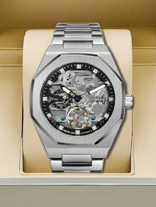 Casual Versatile Men's Mechanical Watch Gold Steel Band Automatic Campus Style - 均碼 - 查看 9