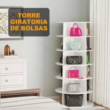 Zapatero giratorio, estilo torre, estantería de 6 niveles, expositor de zapatos giratorio vertical, zapatero blanco, estante giratorio redondo - Blanco - Ver 9