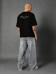 Melrose Avenue Los Angeles Crop T-Shirt Urban Streetwear Script Logo Back Print Casual Summer Lightweight Top Boxy Style Hip Hop Fashion Downtown Culture-Unisex Comfortable Retro Cotton T-Shirt-L91 - 黑色 - 查看 5