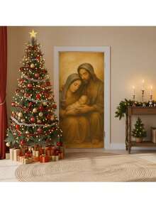 Door Cover Decoration For Christmas And New Year's With Beautiful Prints - Jesus' Family - View 1
